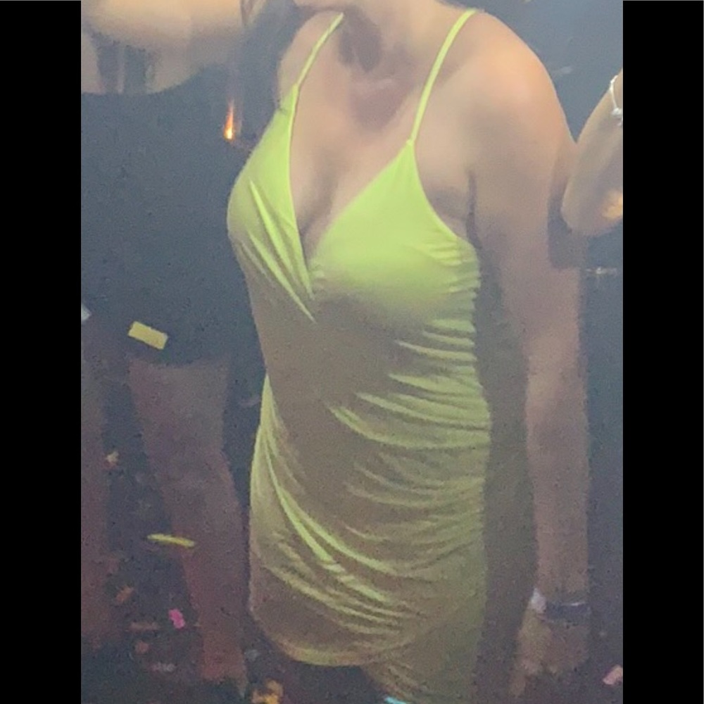 YFB yellow slip dress with front closure